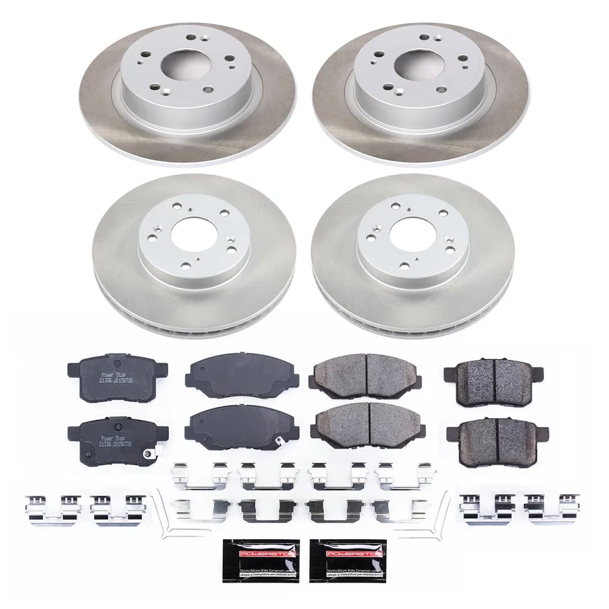 Front and Rear SEMI-COATED ROTOR KIT for Honda Accord