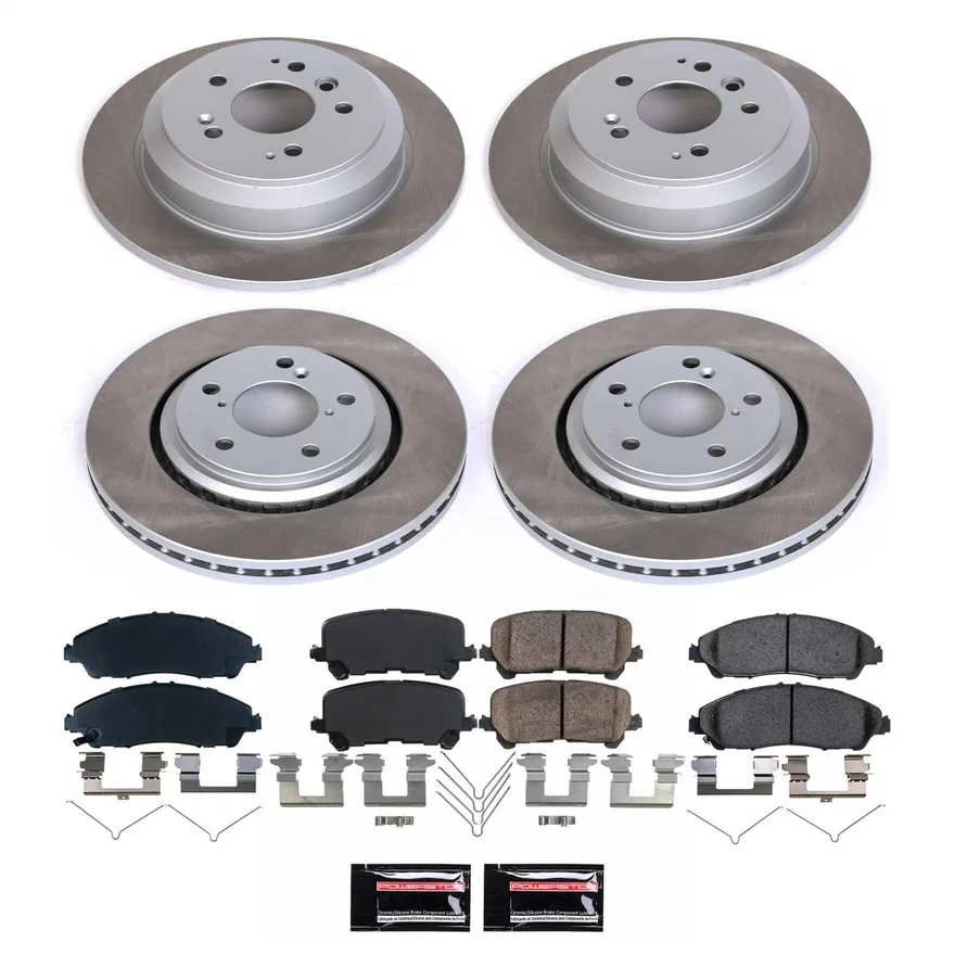 Front and Rear SEMI-COATED ROTOR KIT for Honda