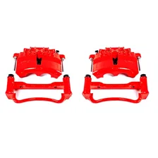 Front RED CALIPER PAIR W/BRKT for Ford Mustang image 2