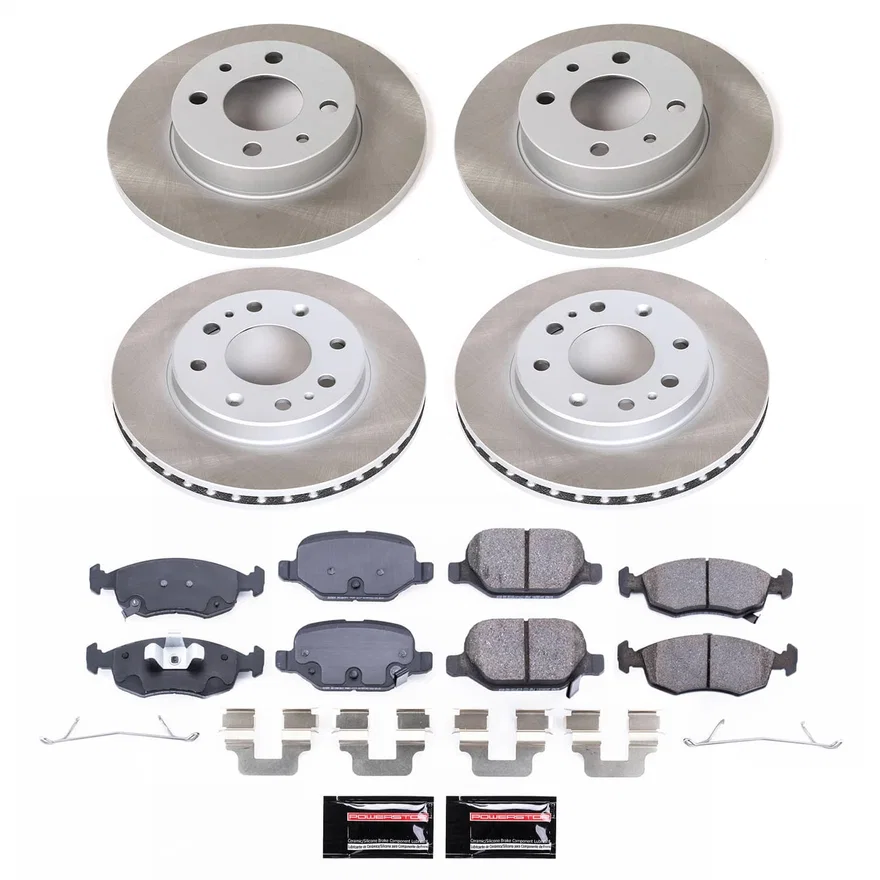 Front and Rear SEMI-COATED ROTOR KIT for Fiat 500