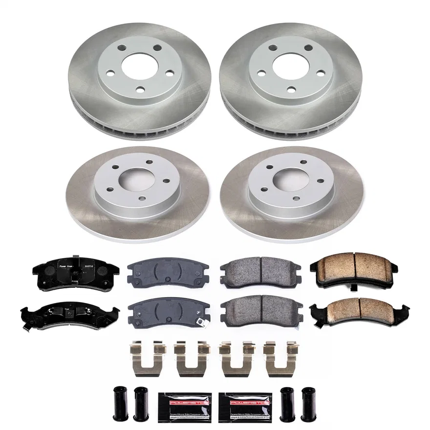 Front and Rear SEMI-COATED ROTOR KIT for Cadillac
