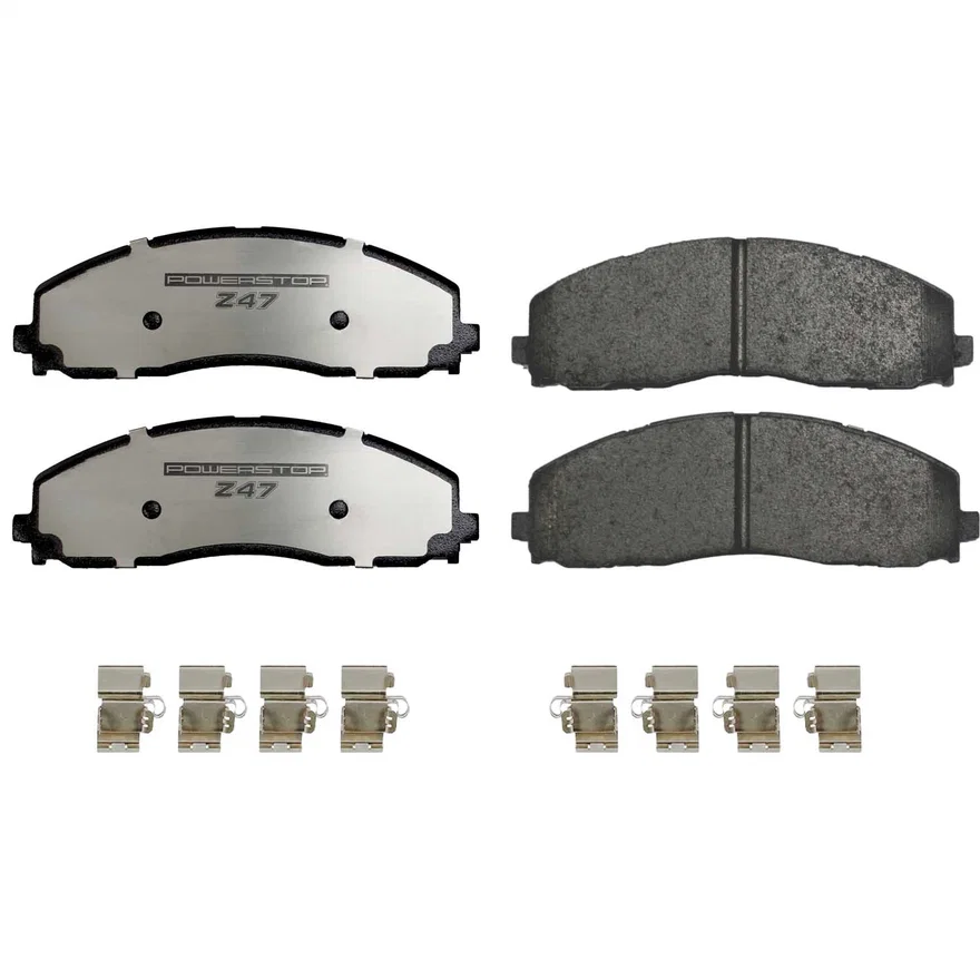 Front Z47 MD and Fleet Carbon-Fiber Semi-Met Brake Pads with Hardware Kit for Ford