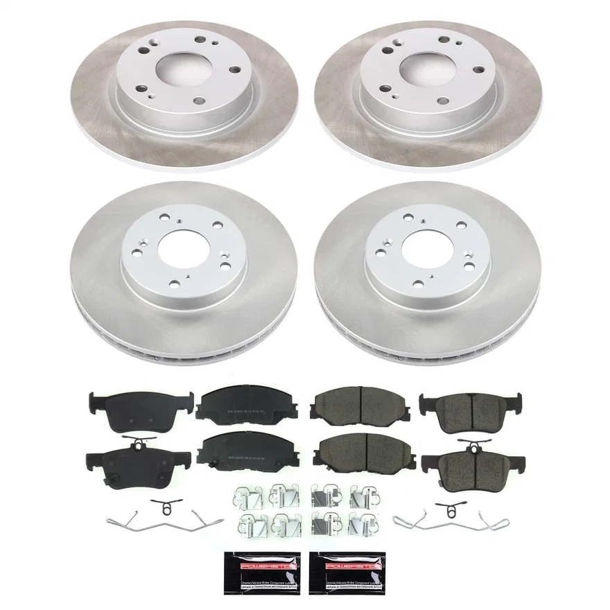 Front and Rear SEMI-COATED ROTOR KIT for Honda