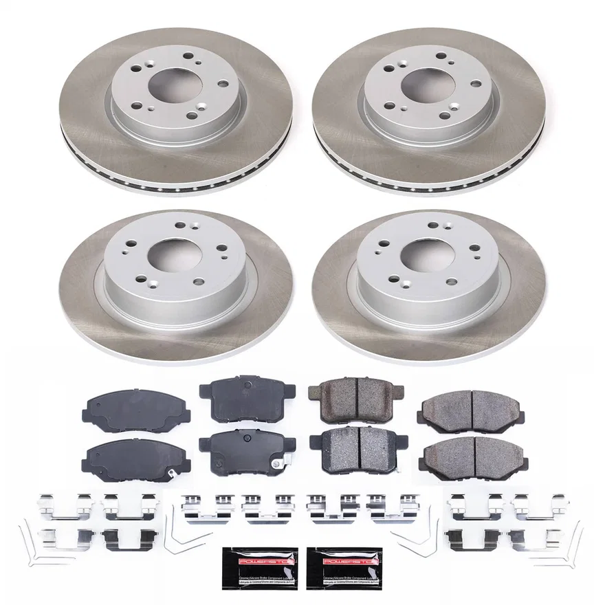 Front and Rear SEMI-COATED ROTOR KIT for Honda Accord
