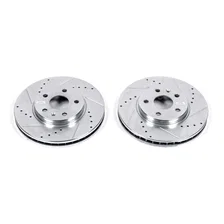Front DRILLEDSLOTTED ROTOR PAIR for Cadillac CTS image 2