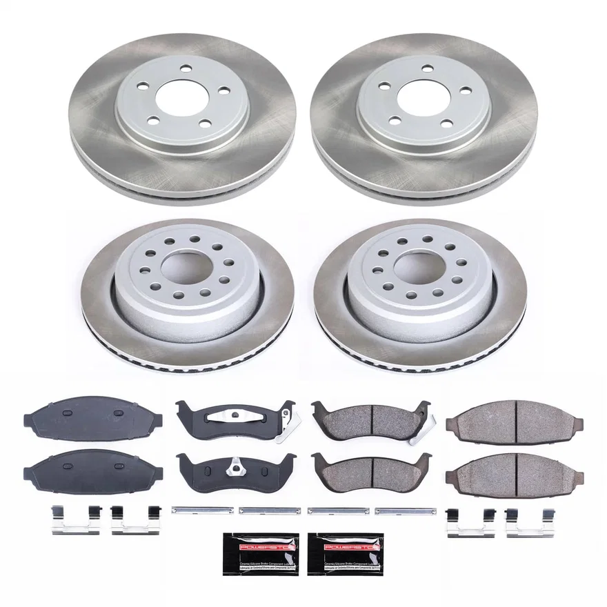 Front and Rear SEMI-COATED ROTOR KIT for Lincoln Town Car