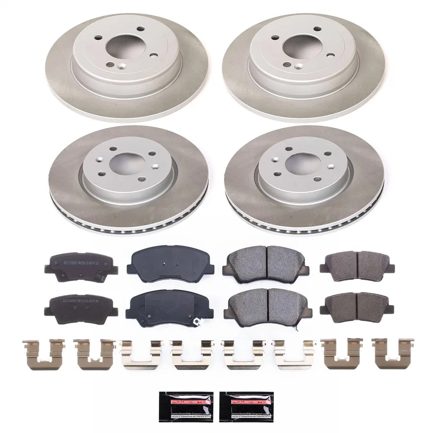 Front and Rear SEMI-COATED ROTOR KIT for Kia Rio
