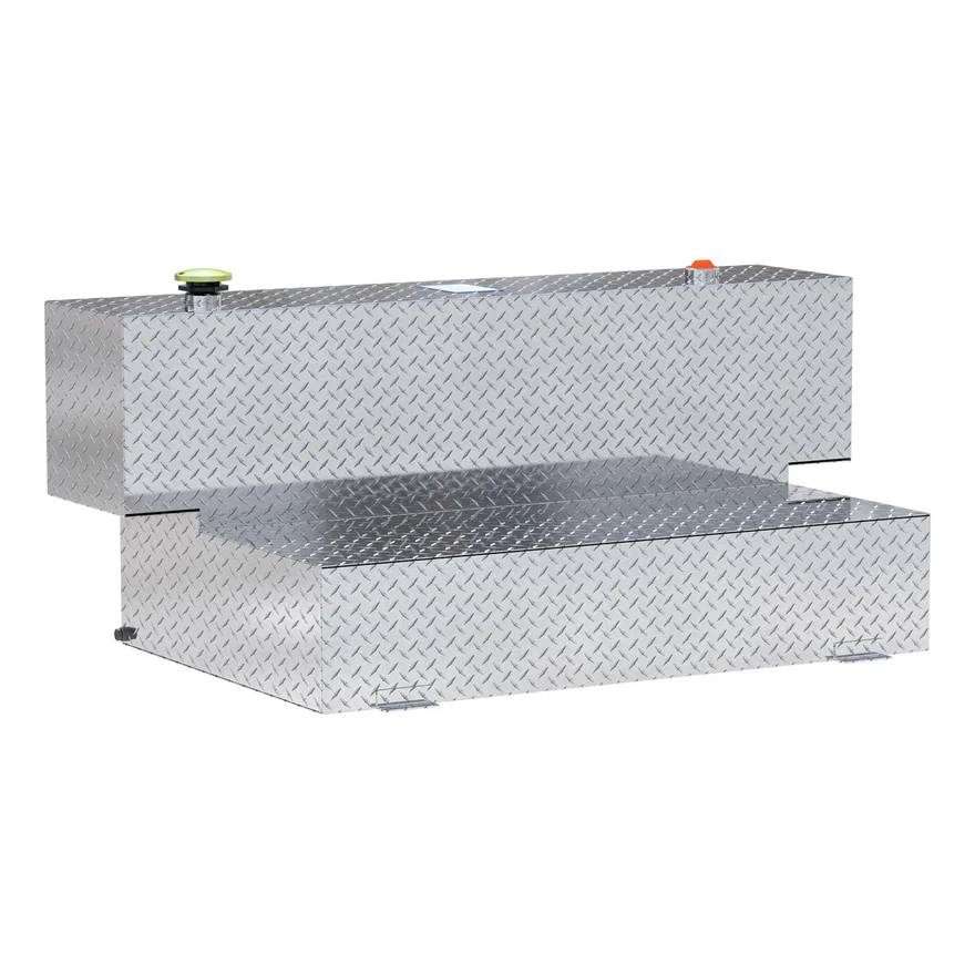 Hammerhead-Style 100-Gallon Bright Aluminum L-Shape Transfer Tank