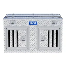 Bright Aluminum 48" x 48" Double-Door Dog Box with Full Enclosure & Storage image 2