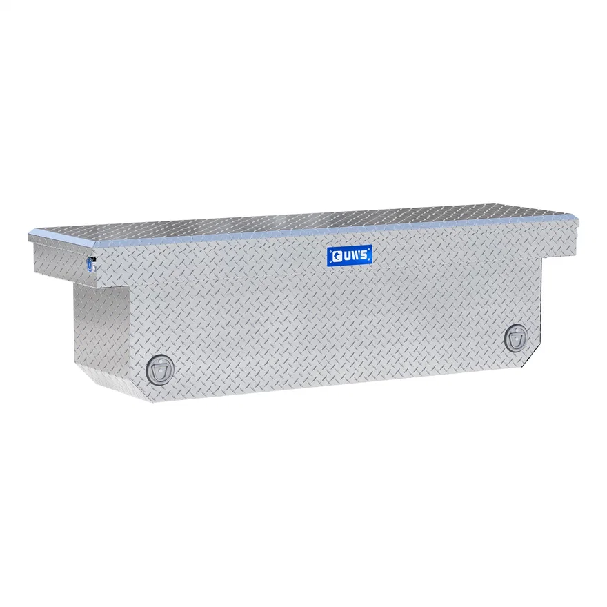 Bright Aluminum 72in. Deep Angled Push Button Crossover Truck Tool Box