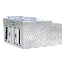 Bright Aluminum 48" x 48" Double-Door Dog Box with Full Enclosure & Storage image 4