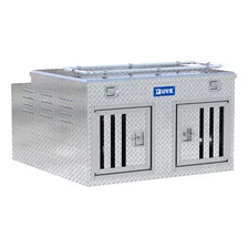 Bright Aluminum 48" x 48" Double-Door Dog Box with Full Enclosure & Storage image 1