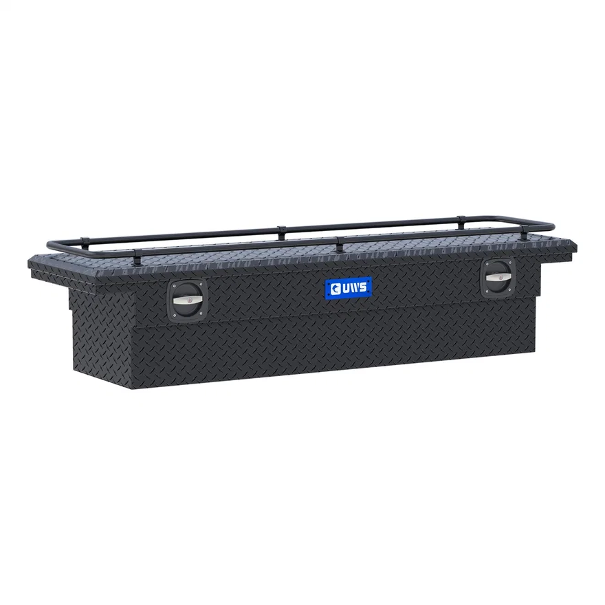 Matte Black Aluminum 69" Secure Lock Crossover Truck Tool Box, Low Profile, Rail