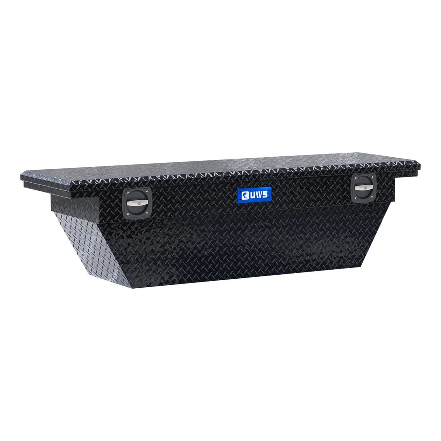 Gloss Black Aluminum 69" Deep Angled Secure Lock Truck Tool Box with Low Profile