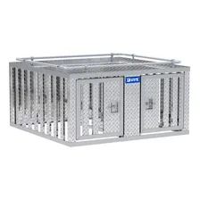 Bright Aluminum 48" x 48" Double-Door Dog Box with Divider image 1
