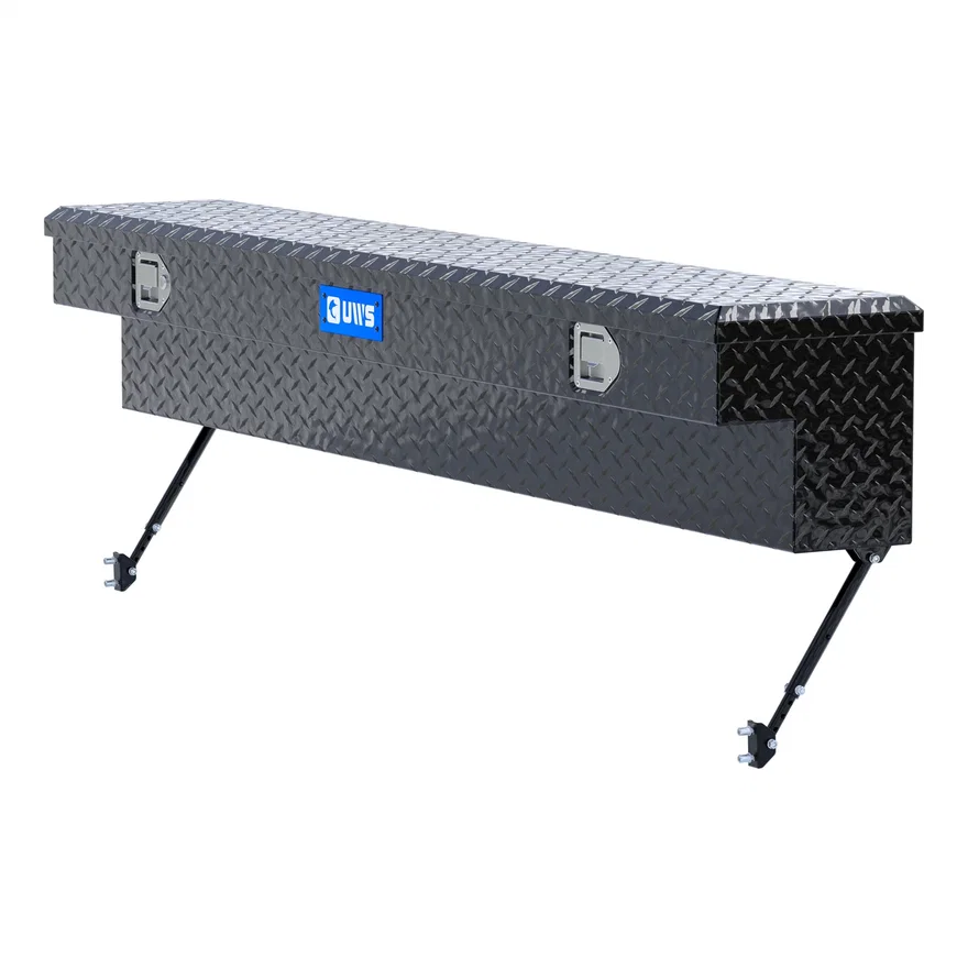 Gloss Black Aluminum 72" Truck Side Tool Box with Space-Saving Legs