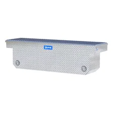 Bright Aluminum 72in. Deep Angled Push Button Crossover Truck Tool Box image 3