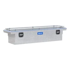 Bright Aluminum 72" Secure Lock Crossover Truck Tool Box with Low Profile & Rail image 1