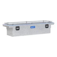 Bright Aluminum 69" Secure Lock Crossover Truck Tool Box with Low Profile & Rail image 1