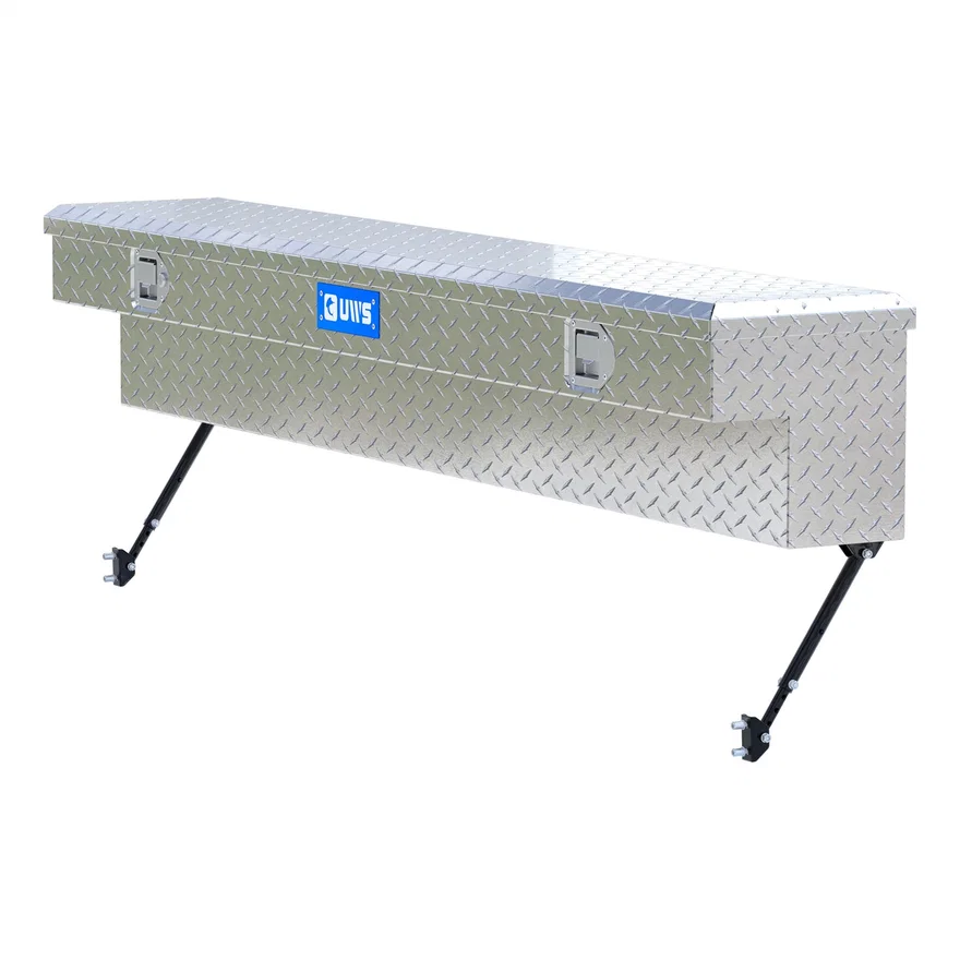 Bright Aluminum 72" Truck Side Tool Box with Space-Saving Legs