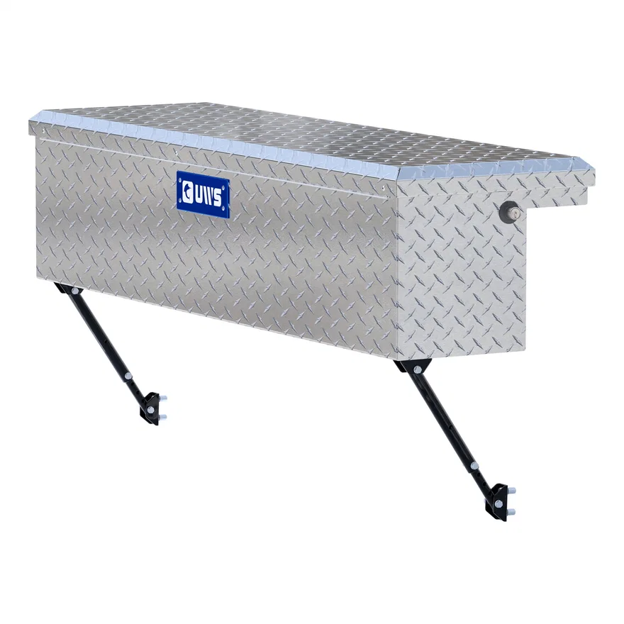 Bright Aluminum 48" Truck Side Tool Box with Low Profile, Space-Saving Legs