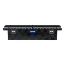 Gloss Black Aluminum 69" Secure Lock Crossover Truck Tool Box, Low Profile, Rail image 2