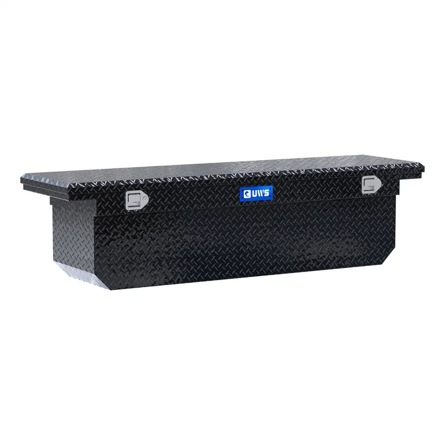 Gloss Black Aluminum 72" Deep Angled Crossover Truck Tool Box with Low Profile