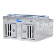 Bright Aluminum 48" x 48" Double-Door Dog Box with Full Enclosure & Storage image 3