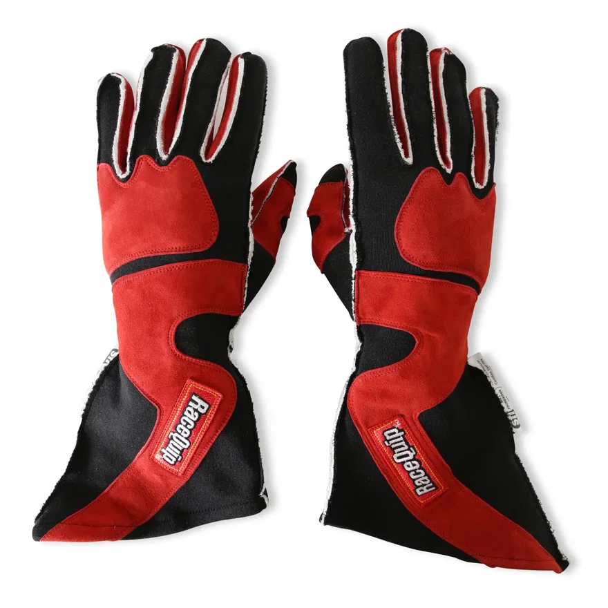 SFI 3.3/5 Red / Black Outseam Long Gauntlet Nomex Race Gloves - Medium