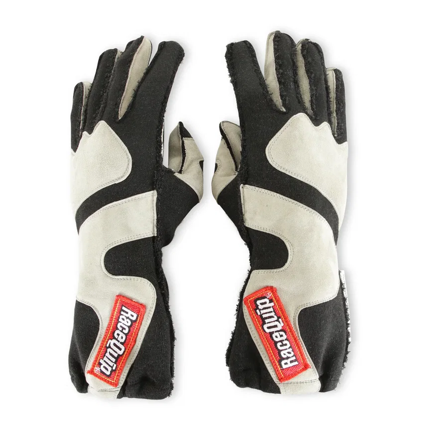 SFI 3.3/5 Black / Gray Outseam Short Gauntlet Nomex Race Gloves - Medium