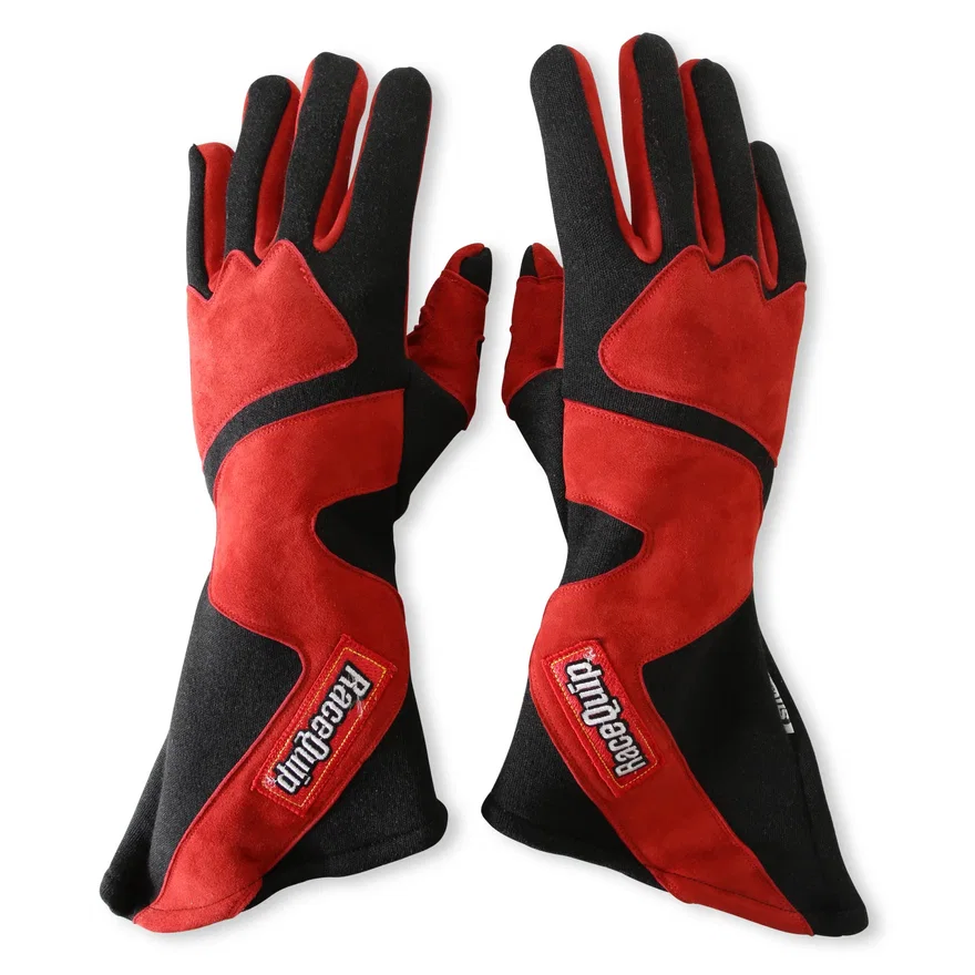 SFI 3.3/5 Red / Black Long Gauntlet Nomex Race Gloves - Medium