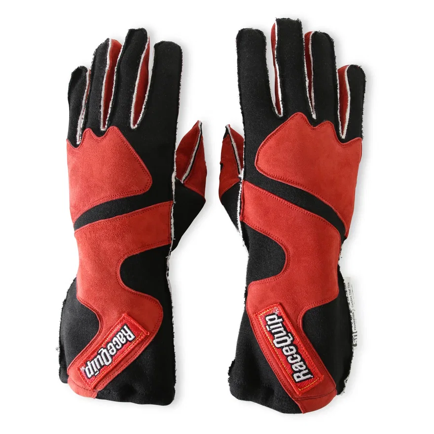 SFI 3.3/5 Red / Black Outseam Short Gauntlet Nomex Race Gloves - Medium