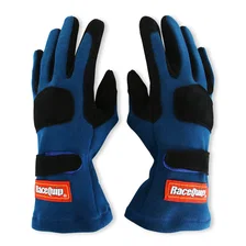 SFI 3.3/5 Blue / Black Short Gauntlet Nomex Race Gloves - Medium image 1