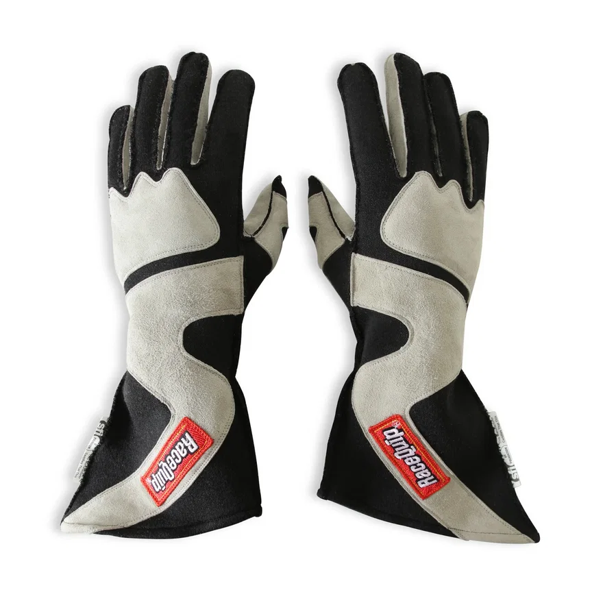 SFI 3.3/5 Black / Gray Outseam Long Gauntlet Nomex Race Gloves - Medium