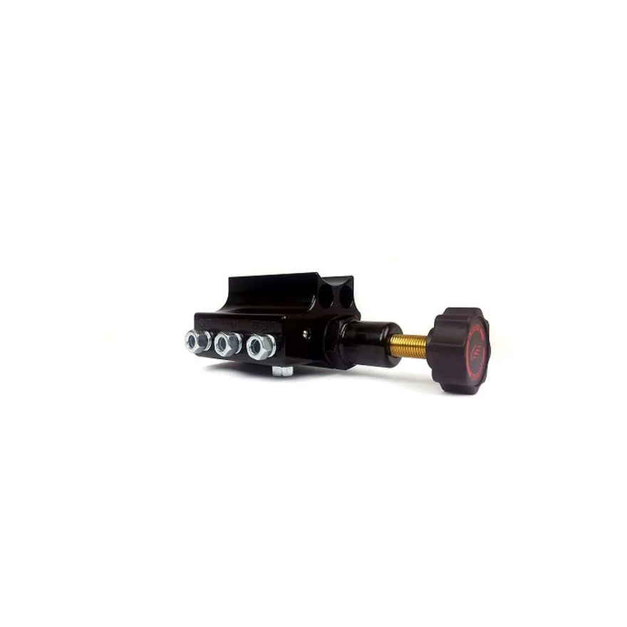 Brakes Black Adjustable Proportioning Valve with Integrated Mount, Right Port Exit, with 3/8-24 Fittings