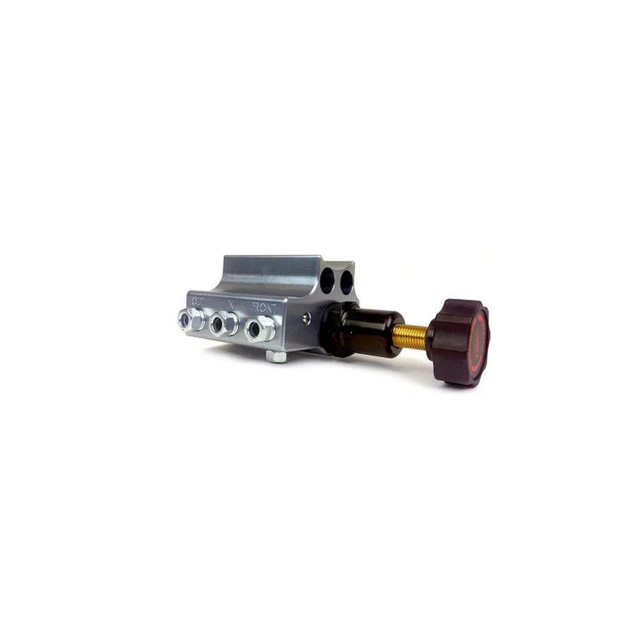 Brakes Gray Adjustable Proportioning Valve with Integrated Mount, Right Port Exit, with 3/8-24 Fittings