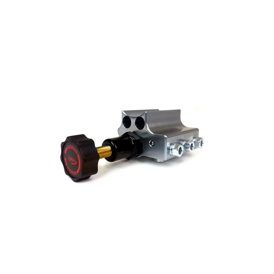 Brakes Gray Adjustable Proportioning Valve with Integrated Mount, Left Port Exit, with 3/8-24 Fittings