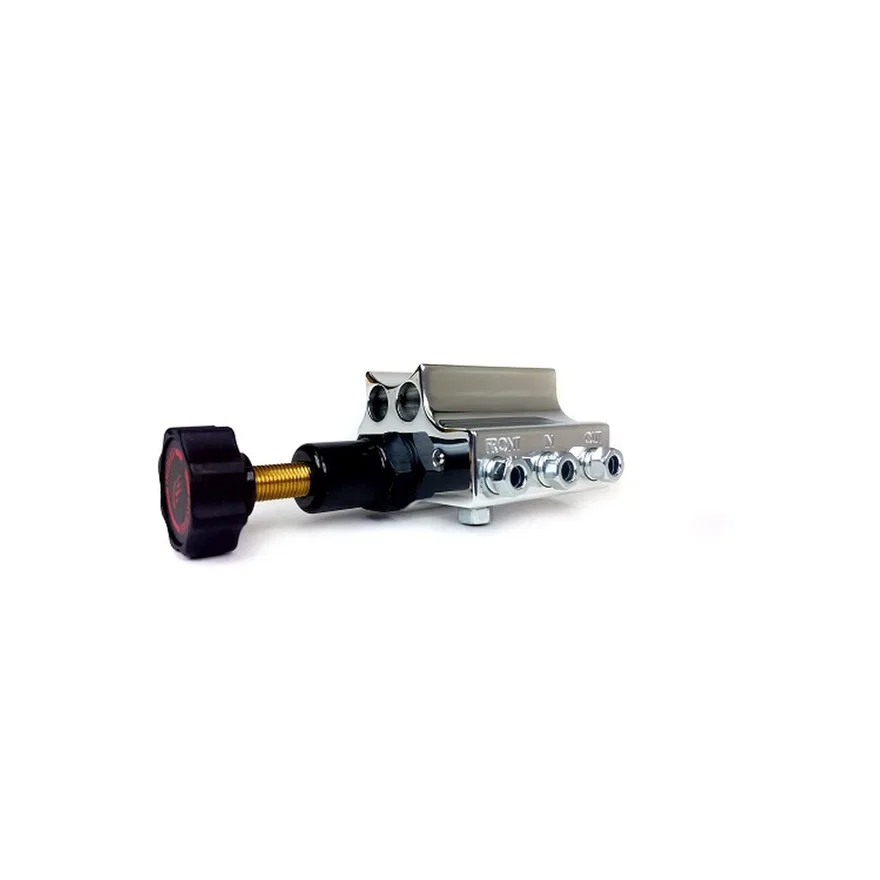 Brakes Chrome Adjustable Proportioning Valve with Integrated Mount, Left Port Exit, with 3/8-24 Fittings