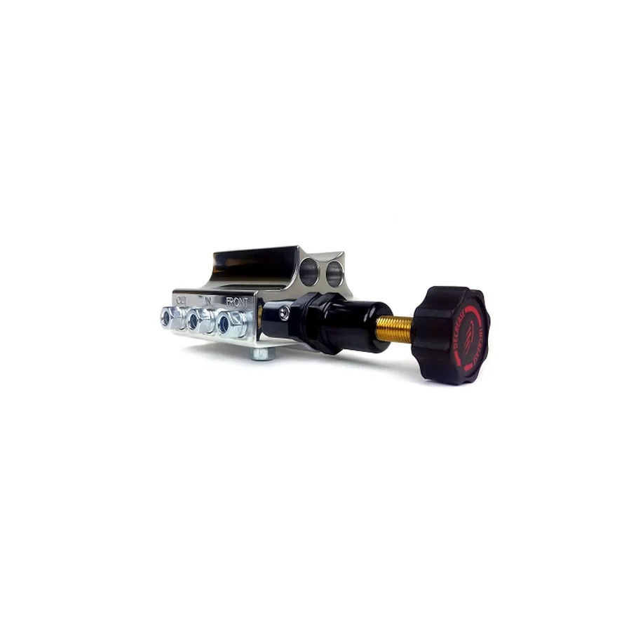Brakes Chrome Adjustable Proportioning Valve with Integrated Mount, Right Port Exit, with 3/8-24 Fittings
