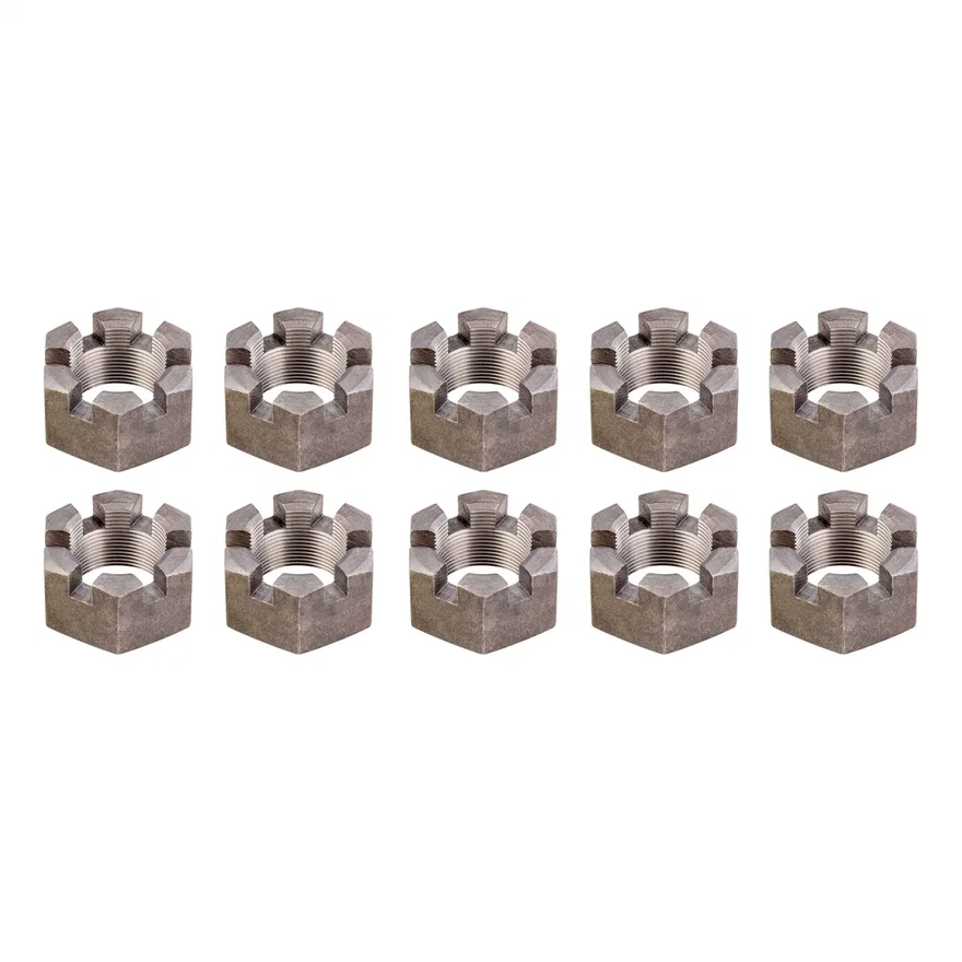 6-Slot Castle Spindle Nut; 12;000-16;000-lb. Axles; 1-3/4in.-12 Thread; 10 Pack