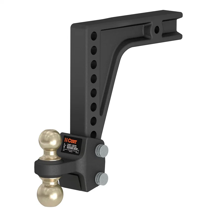 HD Deep-Drop Adjustable Hitch Ball Mount with Dual Ball; 2-1/2in. Shank; 20K