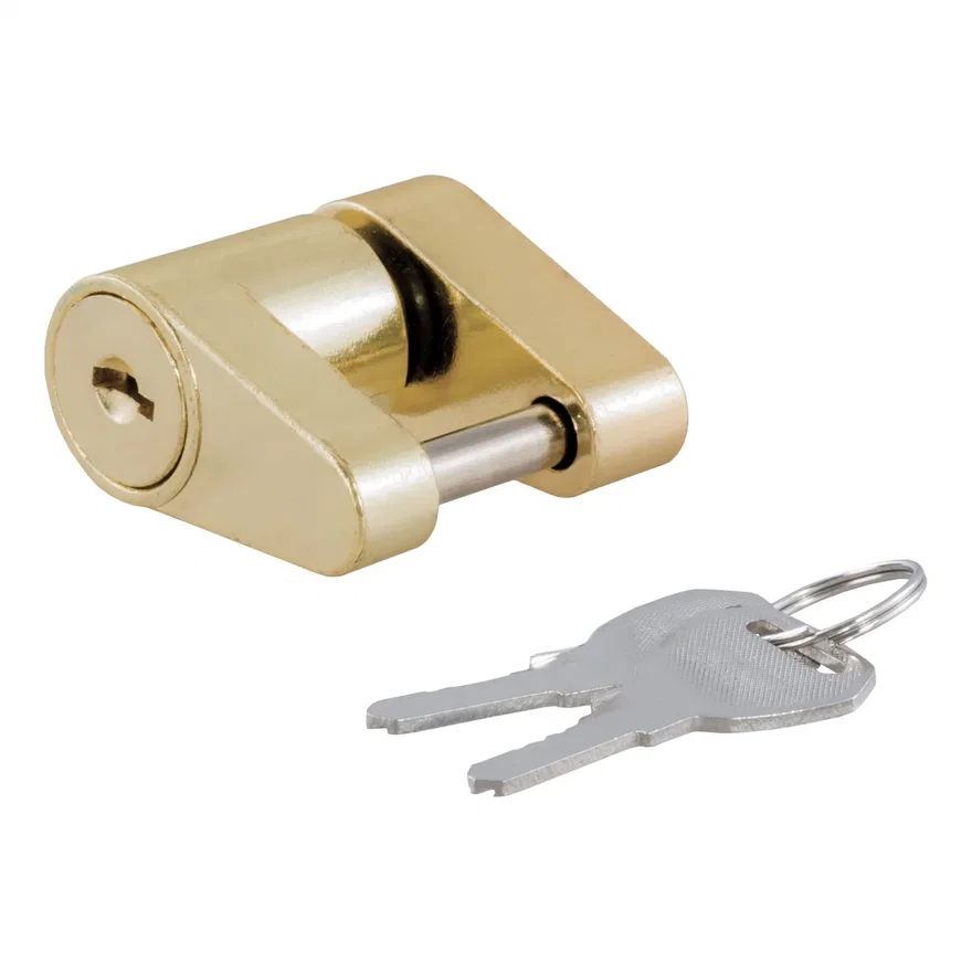 Coupler Lock (1/4in. Pin; 3/4in. Latch Span; Padlock; Brass-Plated)