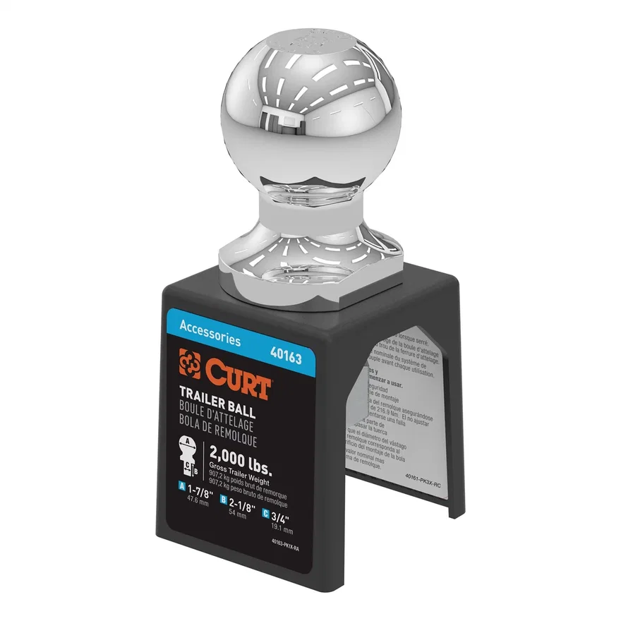 1-7/8in. Trailer Ball (3/4in. x 2-1/8in. Shank; 2;000 lbs.; Chrome; Packaged)