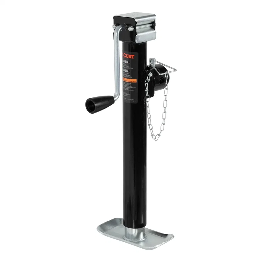 Pipe-Mount Swivel Trailer Jack with Side Handle (5;000 lbs; 15in. Travel)
