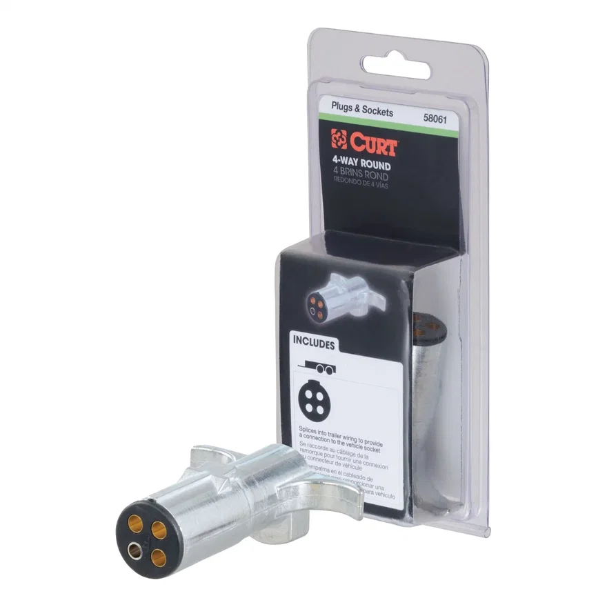 4-Way Round Connector Plug (Trailer Side; Packaged)