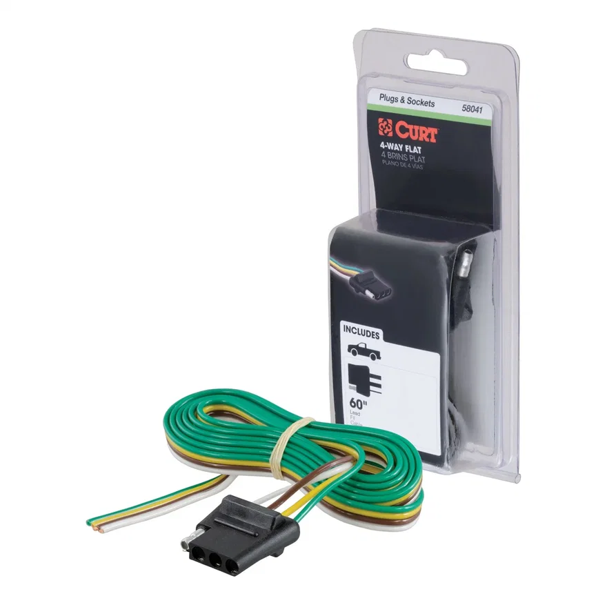 4-Way Flat Connector Socket with 60in. Wires (Vehicle Side; Packaged)