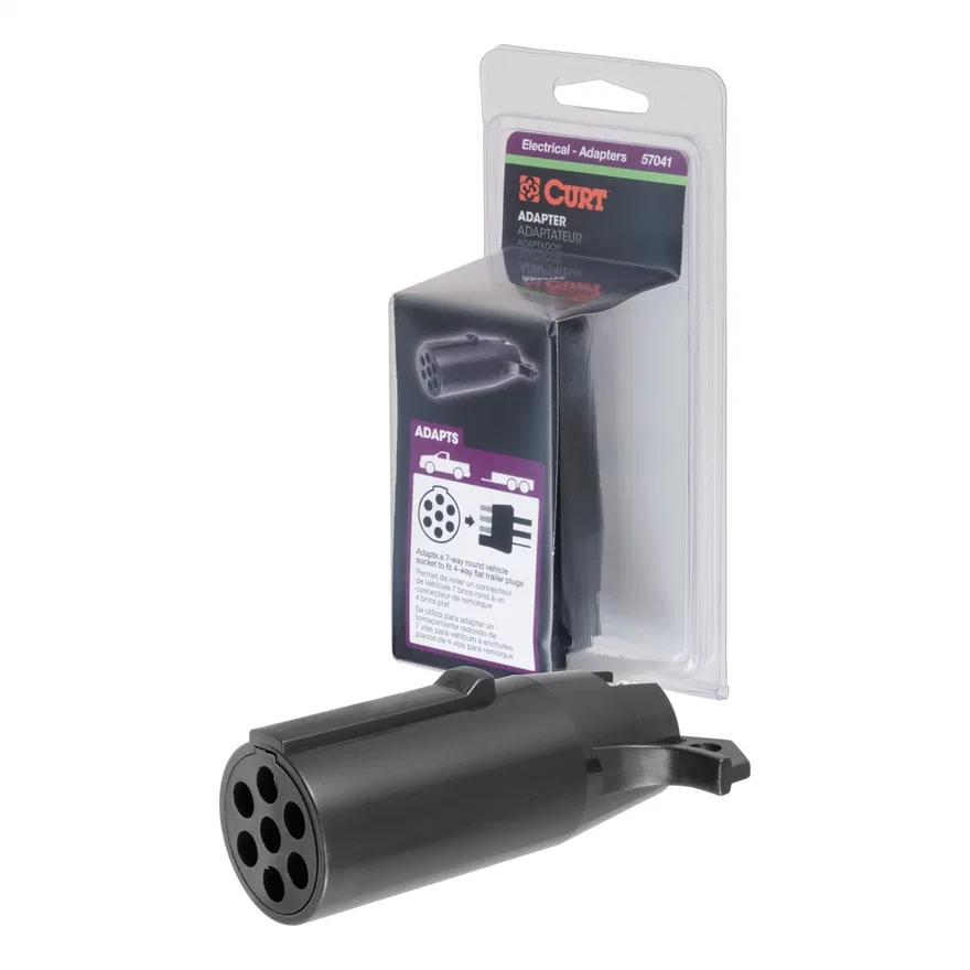 Electrical Adapter (7-Way Round Vehicle to 4-Way Flat Trailer; Packaged)