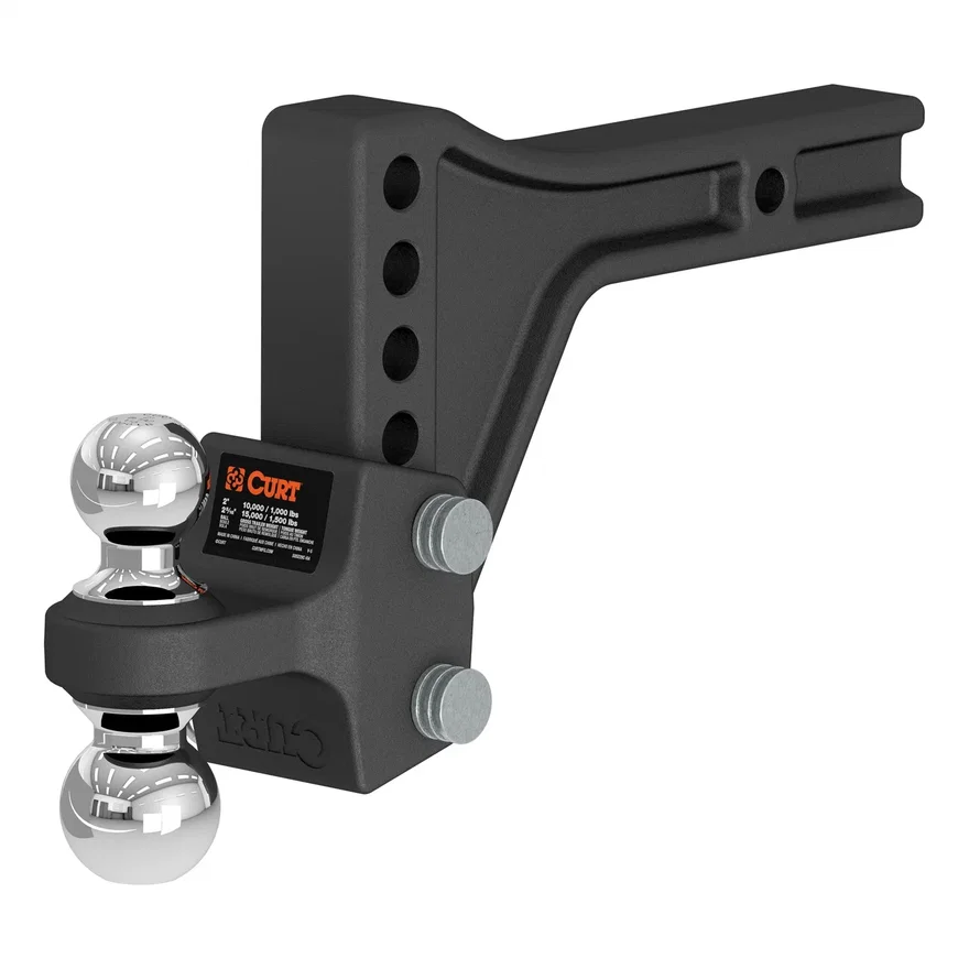 Adjustable Trailer Hitch Ball Mount with Dual Ball; 2in. Shank; 15K