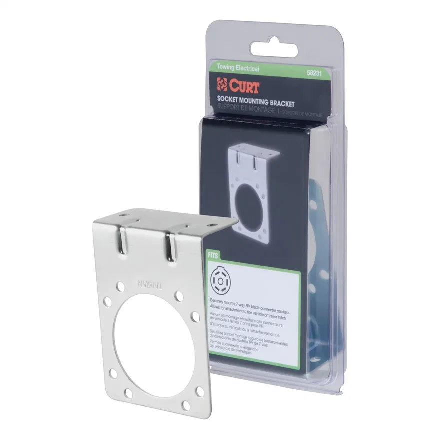 Connector Mounting Bracket for 7-Way RV Blade (Zinc; Packaged)