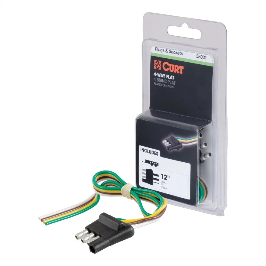 4-Way Flat Connector Plug with 12in. Wires (Trailer Side; Packaged)
